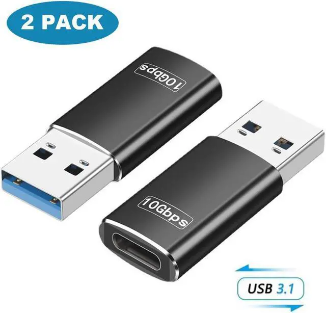 Main image of [10Gbps] USB C Female to USB A Male Adapter [2 PACK], Double Sided 10Gbps Data Transfer Support, 3A Fast Charging, USB 3.1 Gen 2 USB A to USB C Adapter, Compatible with PC, Laptop, Charger, Power Bank