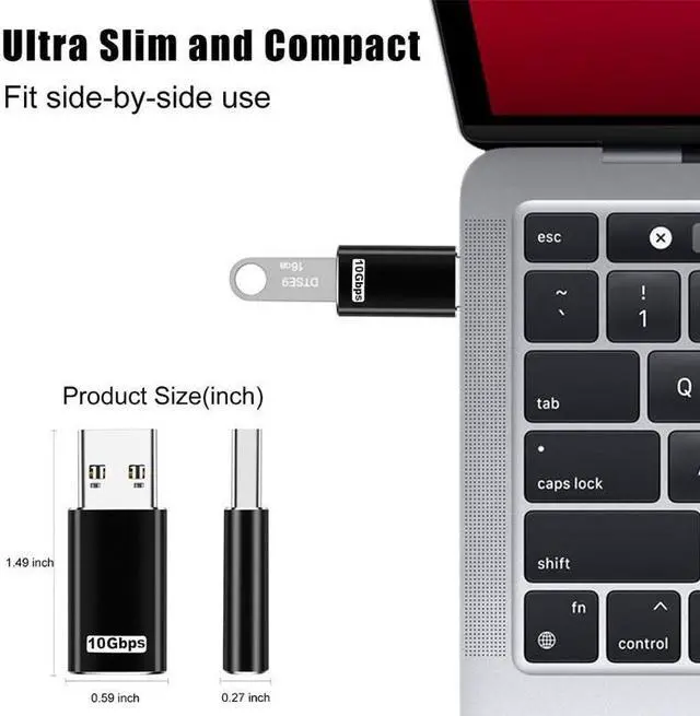 Alt view image 2 of 7 - [10Gbps] USB C Female to USB A Male Adapter [2 PACK], Double Sided 10Gbps Data Transfer Support, 3A Fast Charging, USB 3.1 Gen 2 USB A to USB C Adapter, Compatible with PC, Laptop, Charger, Power Bank
