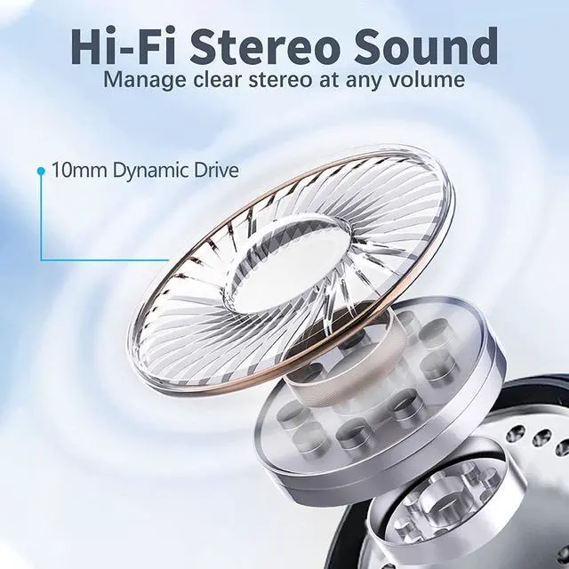 Alt view image 4 of 7 - True Wireless Earbuds, Bluetooth Headphones Stereo Sound Ear Buds with HD Microphone 120H Playtime with Dual LED Charging Case, IPX7 Waterproof Over Ear Earphones with Earhooks for Sport/Work/Phone