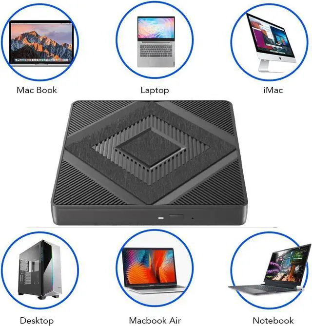 Alt view image 5 of 7 - External CD DVD Drive,USB 3.0 Type C Portable CD/DVD +/-RW Drive,DVD/CD ROM Reader Writer Burner DVD Player External Optical Drives For Laptop Desktop PC Windows 11/10/8.1/7/XP Macbook Mac OS Linux