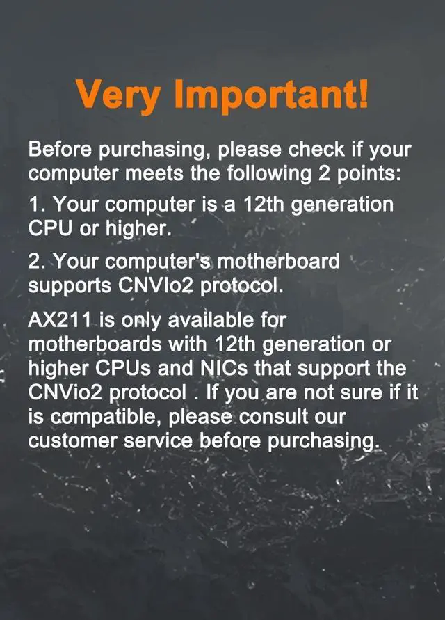 Alt view image 7 of 7 - WiFi 6E Wireless Card Intel AX211 NGW M.2: CNVio2, Bluetooth 5.3, Tri-Band 5400Mbps, Network Adapter for Laptop Support Windows 10/11 (64bit), Linux, Chrome OS. Only Available with Gen Intel 12+ CPU