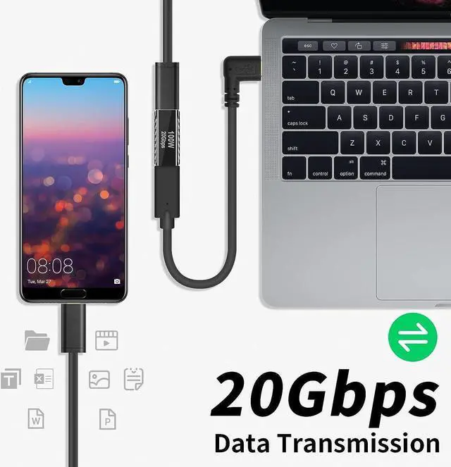 Alt view image 3 of 7 - [2 PACK] USB C Female to Female Adapter 100W, USB C Couple Adapter, USB C Female to USB C Female Adapter Support 20Gbps Data Transfer for i-Pad Pro, Laptop, Phones and More Type C Devices