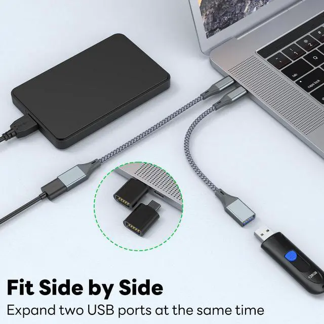 Alt view image 3 of 7 - USB C to USB 3.0 Adapter, USB C to USB A Adapter (2 Pack), USB Type C Male to USB 3.0 Female OTG Cable .Compatible with M-ac-Book Pro/Air 2019 2018 2017, Galaxy S23 S23+ Ultra Note 10 S9 S8 (Grey)