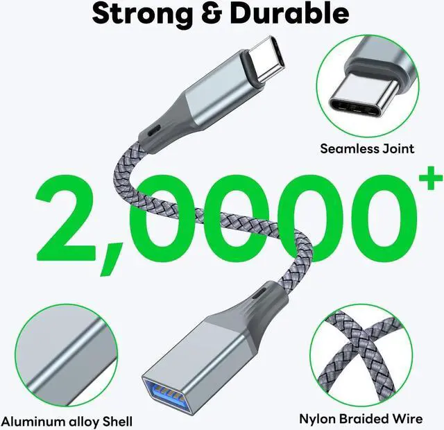 Alt view image 5 of 7 - USB C to USB 3.0 Adapter, USB C to USB A Adapter (2 Pack), USB Type C Male to USB 3.0 Female OTG Cable .Compatible with M-ac-Book Pro/Air 2019 2018 2017, Galaxy S23 S23+ Ultra Note 10 S9 S8 (Grey)