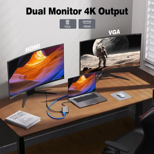 Alt view image 3 of 7 - USB C Hub MultiPort Adapter, 12 in 1 Type C Docking Station USB C Dongle with 4K HDMI, VGA, 3×USB 2.0&USB 3.0, PD 100W, Ethernet RJ45 Port, SD/TF, 3.5mm AUX, for MacBook Pro/Air and Type C Laptops