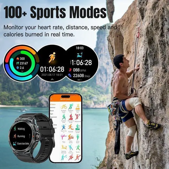 Alt view image 4 of 6 - Smart Watch,1.43'' AMOLED HD Screen Smart Watch for Men (Answer/Make Call),100+ Sports Modes Fitness Watch 400 mAh, Smartwatch with Heart Rate/Blood Pressure/Spo2/Sleep Monitor for iOS Android Phones