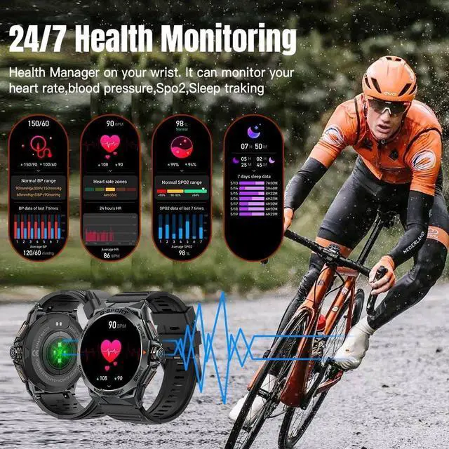 Alt view image 5 of 6 - Smart Watch,1.43'' AMOLED HD Screen Smart Watch for Men (Answer/Make Call),100+ Sports Modes Fitness Watch 400 mAh, Smartwatch with Heart Rate/Blood Pressure/Spo2/Sleep Monitor for iOS Android Phones