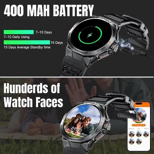 Alt view image 6 of 6 - Smart Watch,1.43'' AMOLED HD Screen Smart Watch for Men (Answer/Make Call),100+ Sports Modes Fitness Watch 400 mAh, Smartwatch with Heart Rate/Blood Pressure/Spo2/Sleep Monitor for iOS Android Phones