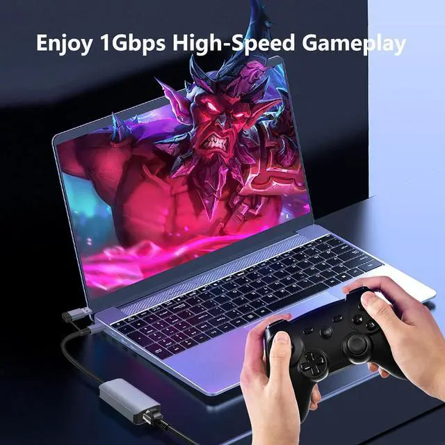 Alt view image 5 of 7 - USB C to Ethernet Adapter, USB 3.0 Network Adapter, USB to 1000Mbps Gigabit RJ45 LAN Ethernet Adapter, Aluminum Gigabit LAN Wire Adapter Compatible with Mac-Book, Steam Deck, i-Pad, TV Box, etc.