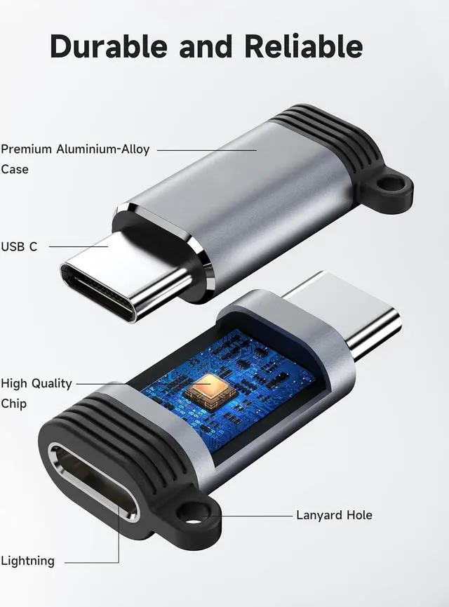 Alt view image 7 of 7 - Lightning Female to USB C Male Adapter (4 Pack) Type C Charger Converter Cord Cable for i-Phone 15/15 Pro/15 Pro Max/15 Plus,i-P-ad Air,S-a-m-s-u-n-g,Support Charging & Data Transfer,Not for Audio/OTG