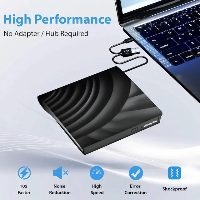 Alt view image 2 of 7 - External Blu Ray CD DVD Drive, USB 3.0 Type-C Portable 3D Bluray CD DVD Reader Slim Optical Bluray DVD Drive for Mac-Book Laptop Desktop PC Laptop Compatible with Mac OS Windows XP/7/8/10/11