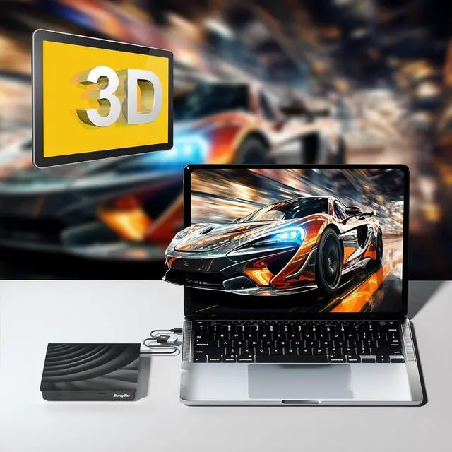 Alt view image 7 of 7 - External Blu Ray CD DVD Drive, USB 3.0 Type-C Portable 3D Bluray CD DVD Reader Slim Optical Bluray DVD Drive for Mac-Book Laptop Desktop PC Laptop Compatible with Mac OS Windows XP/7/8/10/11