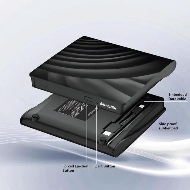 Alt view image 6 of 7 - External Blu Ray CD DVD Drive, USB 3.0 Type-C Portable 3D Bluray CD DVD Reader Slim Optical Bluray DVD Drive for Mac-Book Laptop Desktop PC Laptop Compatible with Mac OS Windows XP/7/8/10/11