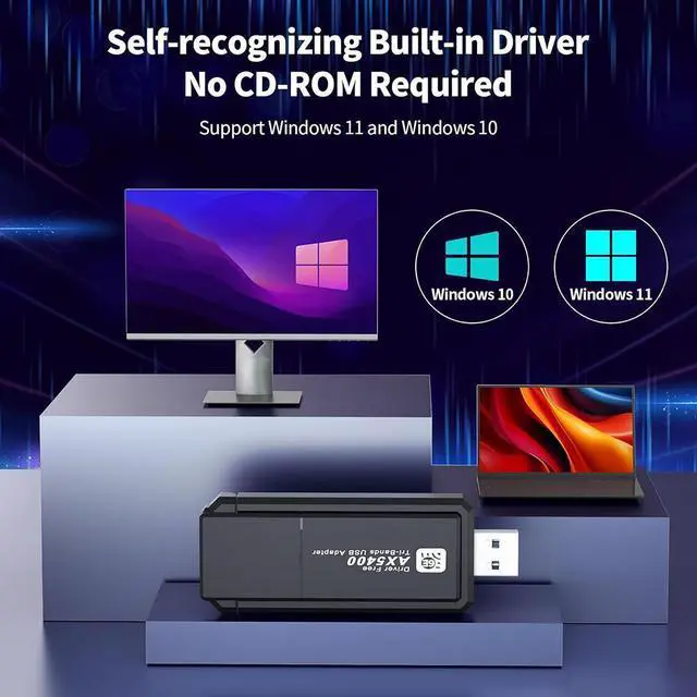 Alt view image 6 of 7 - WiFi 6E Wireless Adapter, USB 3.0 WiFi Adapter for PC, AX5400M 802.11AX, Tri-Band 6GHz/5GHz/2.4GHz, WPA3, Wireless USB WiFi Dongle Network Adapter for PC Laptop, Only Compatible with Windows 11/10
