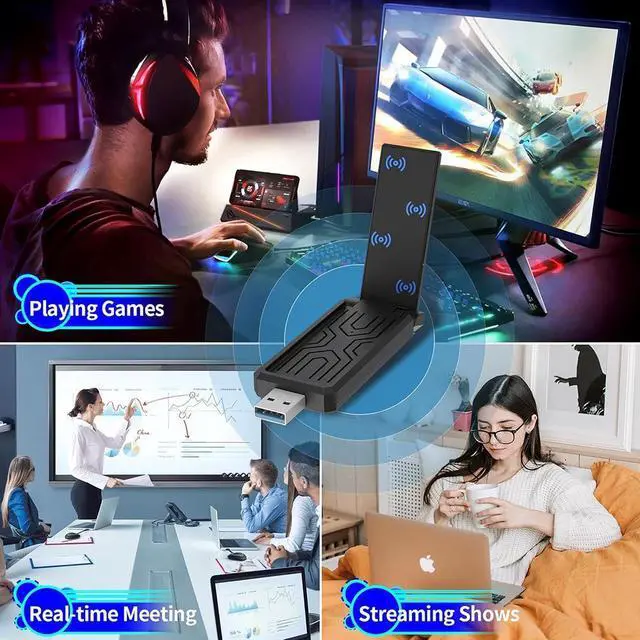 Alt view image 7 of 7 - WiFi 6E Wireless Adapter, USB 3.0 WiFi Adapter for PC, AX5400M 802.11AX, Tri-Band 6GHz/5GHz/2.4GHz, WPA3, Wireless USB WiFi Dongle Network Adapter for PC Laptop, Only Compatible with Windows 11/10