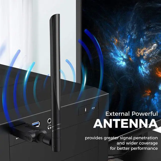 Alt view image 3 of 7 - [Newest] USB Wifi Adapter 1200Mbps USB 3.0 Wireless Network Dual Band 5.8G/2.4G adapter with 5dBi Antenna for Mac PC Desktop Laptop, Compatible with Windows XP/Vista/7/8/10 Linx2.6X Mac OS X