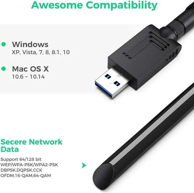 Alt view image 5 of 7 - [Newest] USB Wifi Adapter 1200Mbps USB 3.0 Wireless Network Dual Band 5.8G/2.4G adapter with 5dBi Antenna for Mac PC Desktop Laptop, Compatible with Windows XP/Vista/7/8/10 Linx2.6X Mac OS X