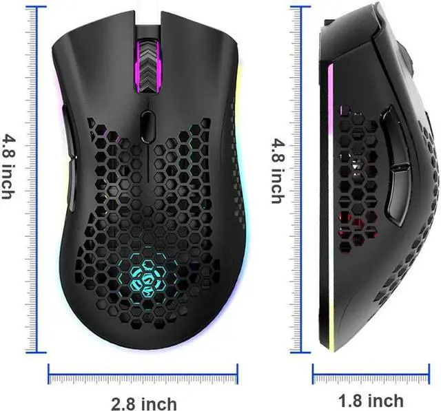 Alt view image 7 of 7 - Lightweight Gaming Mouse, Design Rechargeable 2.4G Wireless Gaming Mouse with USB Receiver RGB Backlight Computer Mouse for Laptop PC