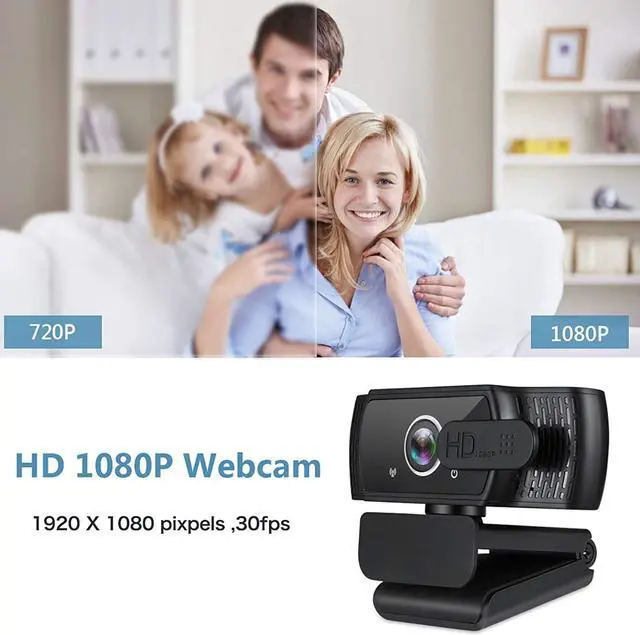 Alt view image 2 of 7 - 1080P Webcam for PC, HD Webcam with Microphone, PC USB Webcam with Privacy Cover, Plug and Play, Streaming Web Camera for Zoom, Skype, Online Classes, Video Calling, Conference
