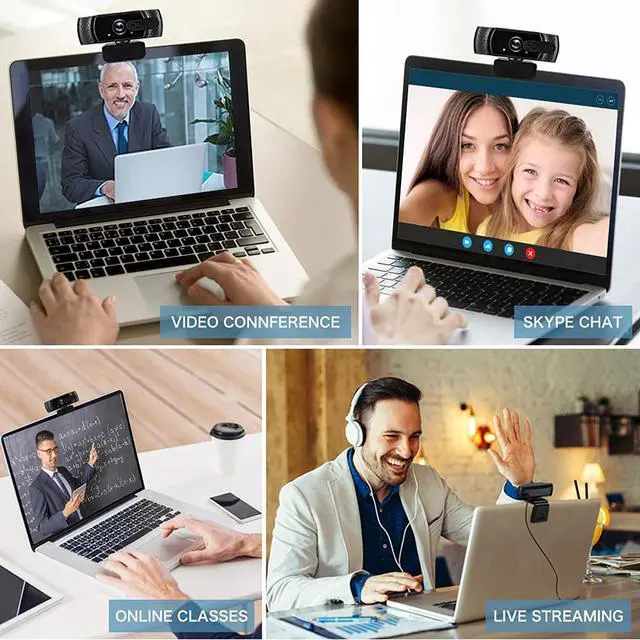 Alt view image 7 of 7 - 1080P Webcam for PC, HD Webcam with Microphone, PC USB Webcam with Privacy Cover, Plug and Play, Streaming Web Camera for Zoom, Skype, Online Classes, Video Calling, Conference
