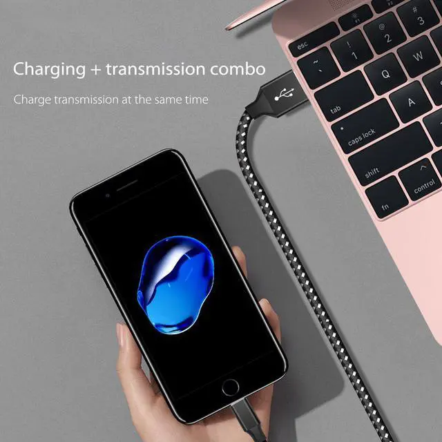 Alt view image 6 of 7 - iPhone Charger Cable 3Pack 6FT/1.8M Lightning Cable Extra Long Nylon Braided Fast Charging & Sync iPhone Cord Compatible with iPhone11/ XS/XR/X/8/7/6/5/SE, iPad, iPod and More (Black and White)