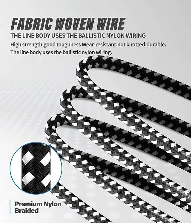 Alt view image 7 of 7 - iPhone Charger Cable 3Pack 6FT/1.8M Lightning Cable Extra Long Nylon Braided Fast Charging & Sync iPhone Cord Compatible with iPhone11/ XS/XR/X/8/7/6/5/SE, iPad, iPod and More (Black and White)