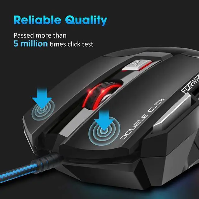 Alt view image 2 of 7 - Computer Mouse, Gamer Ergonomic Wired Gaming Mouse, USB Wired Game Mause 5500 DPI Silent Mice With LED Backlight 7 Buttons Gaming Mice For PC Laptop (Black)