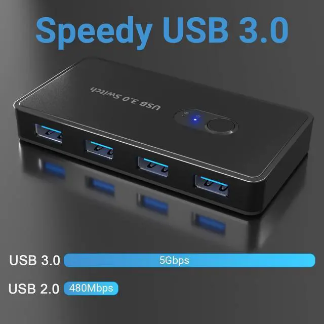 Alt view image 2 of 7 - USB 3.0 Switch Selector KVM Switcher 2 Computers Sharing 4 USB Devices USB Hub Switch for Keyboard Mouse Scanner Printer with One-Button Swapping and 2 Pack USB Male Cable