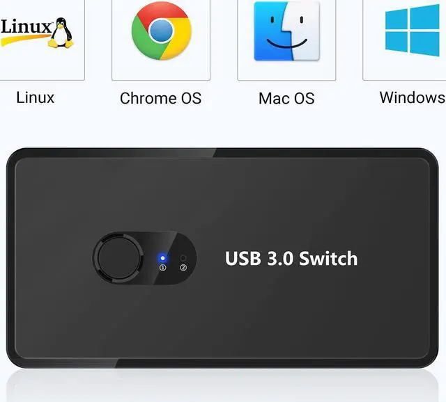 Alt view image 5 of 7 - USB 3.0 Switch Selector KVM Switcher 2 Computers Sharing 4 USB Devices USB Hub Switch for Keyboard Mouse Scanner Printer with One-Button Swapping and 2 Pack USB Male Cable