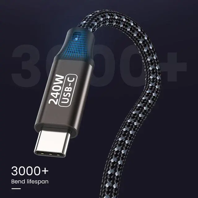 Alt view image 2 of 7 - USB C to USB C Cable 240W 6.6ft / 2M, PD 3.1 Fast Charging Cord Type C to Type C Cable, 48V 5A Nylon Braided USB C Cable for Smartphones Tablet PC USB C Devices eokCXOY