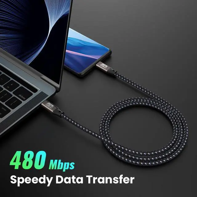 Alt view image 5 of 7 - USB C to USB C Cable 240W 6.6ft / 2M, PD 3.1 Fast Charging Cord Type C to Type C Cable, 48V 5A Nylon Braided USB C Cable for Smartphones Tablet PC USB C Devices eokCXOY