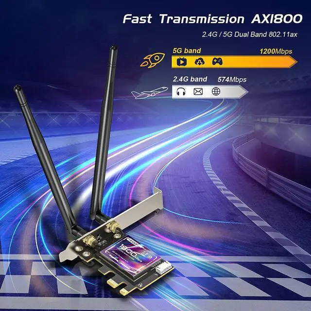 Alt view image 4 of 7 - PCIE WiFi 6 Card AX1800M Bluetooth 5.2 Adapter for Desktop PC, 2.4GHz/5.8GHz Dual Band Wireless PCI Express Internal Network Card Support Windows 10/11 64-bit