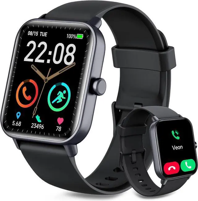 Main image of Smart Watch for Men Women, 1.8 Inch Fitness Watch with Bluetooth Call/Alexa Voice for IOS Android Phone, Activity Tracker with 100+ Sports, Steps/Calorie/SpO2/Heart Rate/Sleep Monitor, IP68 Waterproof