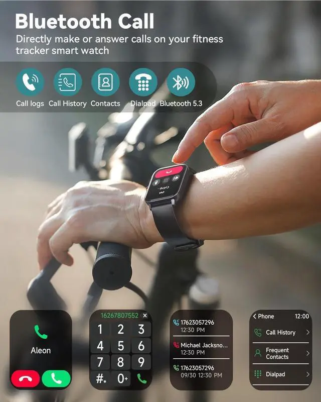Alt view image 3 of 7 - Smart Watch for Men Women, 1.8 Inch Fitness Watch with Bluetooth Call/Alexa Voice for IOS Android Phone, Activity Tracker with 100+ Sports, Steps/Calorie/SpO2/Heart Rate/Sleep Monitor, IP68 Waterproof
