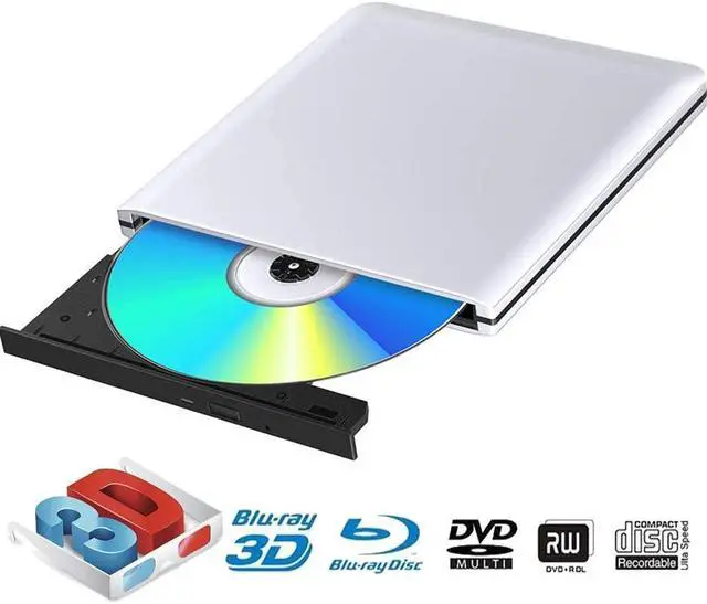 Main image of External Blu Ray DVD Drive Burner 3D, Portable USB 3.0 Bluray Disc Burner Player Reader Writer BD DVD CD RW ROM Player for Mac OS, Linux, Windows XP/Vista/7/8/10, PC, Aluminum SIlver