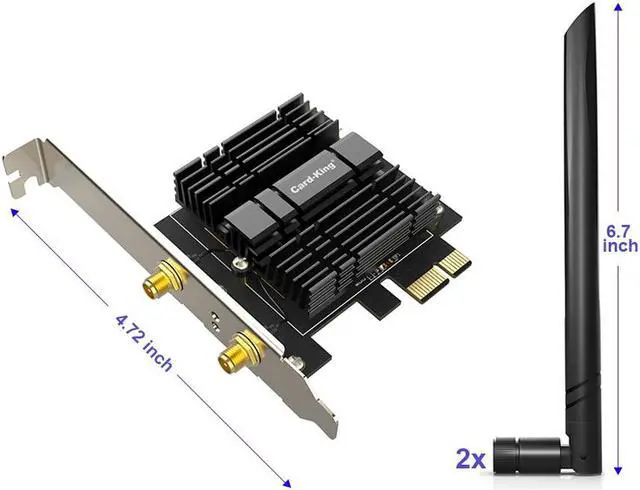Alt view image 6 of 7 - CardKing 3000Mbps WiFi 6 PCI Express 3000Mbps Bluetooth 5.1 Wireless Adapter 2.4G/5G Dual Band Heat Sink Technology WiFi Network Adapter for PC Supports Windows10 (64bit) Only (BLACK)