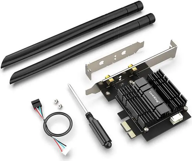 Alt view image 7 of 7 - CardKing 3000Mbps WiFi 6 PCI Express 3000Mbps Bluetooth 5.1 Wireless Adapter 2.4G/5G Dual Band Heat Sink Technology WiFi Network Adapter for PC Supports Windows10 (64bit) Only (BLACK)