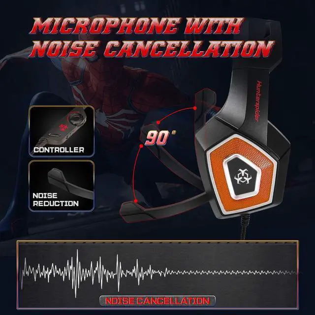Alt view image 5 of 7 - Hunterspider Gaming Headset for PS4, Surround Sound Noise Cancelling Gaming Headset with Microphone&LED Light, Gaming Headphones Compatible with Nintendo Switch/Mac/Xbox one(Adapter Not Included)