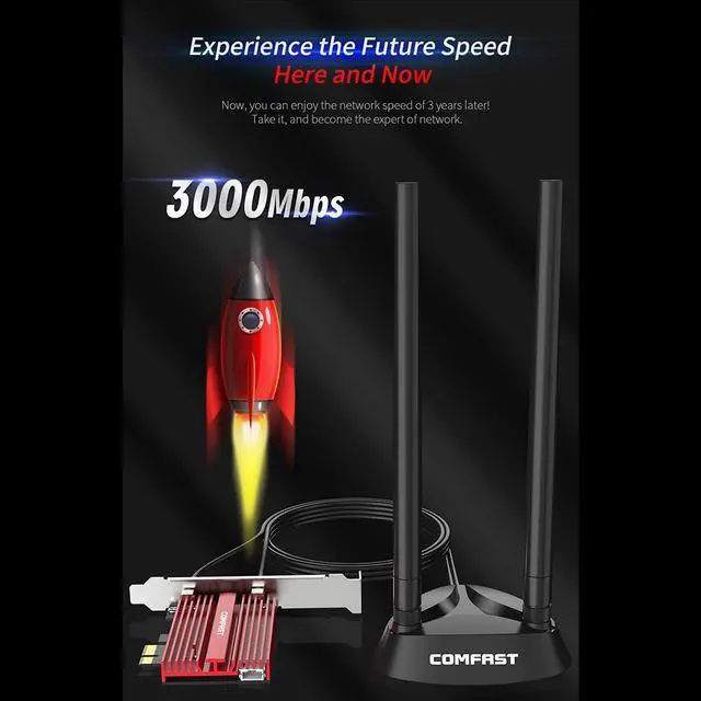 Alt view image 4 of 7 - 3000Mbps Dual Band Wireless Adapter Desktop PCIe For Intel AX200 Plus Card 802.11ax 2.4G/5Ghz Bluetooth 5.0 PCI Express 2*5dbi WiFi 6 Adapter for Computer PC Win 10 (64bit)
