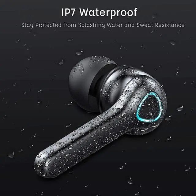 Alt view image 7 of 7 - Ture Wireless Earbuds, Bluetooth 5.0 Wireless Headphones with Mic, Noise Cancelling Bluetooth Earphones in-Ear[Enhanced Bass], USB C, IP7 Waterproof, Touch Control, 35H Playtime Earphone (Black)