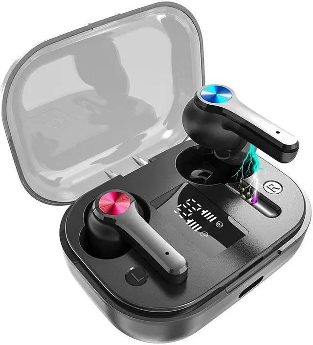 True Wireless Earbuds, TWS Bluetooth Headphones Touch Control, Sport  Earphones with Mic Charging Case, Stereo in-Ear Headset with Bass, CVC  Noise