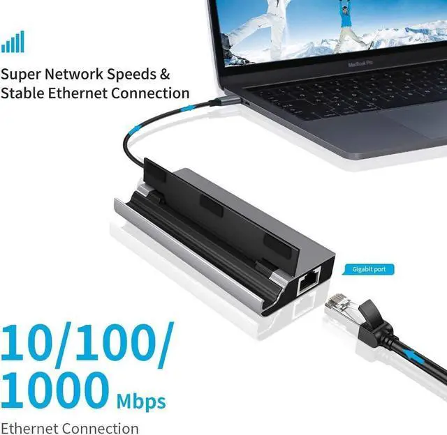 Alt view image 5 of 7 - USB C Hub, for MacBook Pro USB C Adapter, 7 in 1 USB C Hub with Phone Stand for Sam-sung Dex, USB Type C to HDMI 4K, PD, LAN, SD/TF Slots, 2 x USB 3.0 Ports
