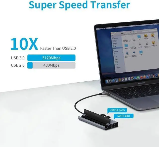 Alt view image 4 of 7 - USB C Hub, for MacBook Pro USB C Adapter, 7 in 1 USB C Hub with Phone Stand for Sam-sung Dex, USB Type C to HDMI 4K, PD, LAN, SD/TF Slots, 2 x USB 3.0 Ports