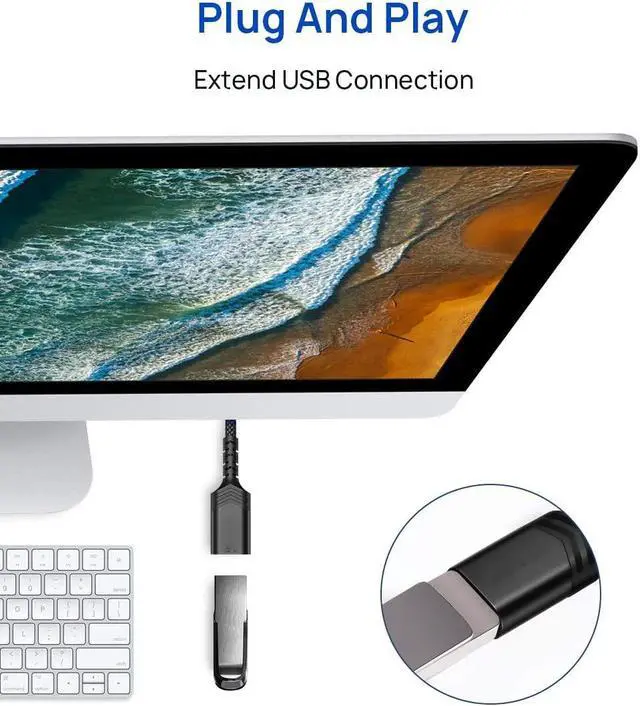 Alt view image 3 of 7 - USB 3.0 Extension Cable [2M/6.6ft,] USB A Male to USB A Female Extension Extender Cord High Data Transfer Compatible for USB Flash Drive, Keyboard, Mouse, Xbox, Hard Drive and More-Black
