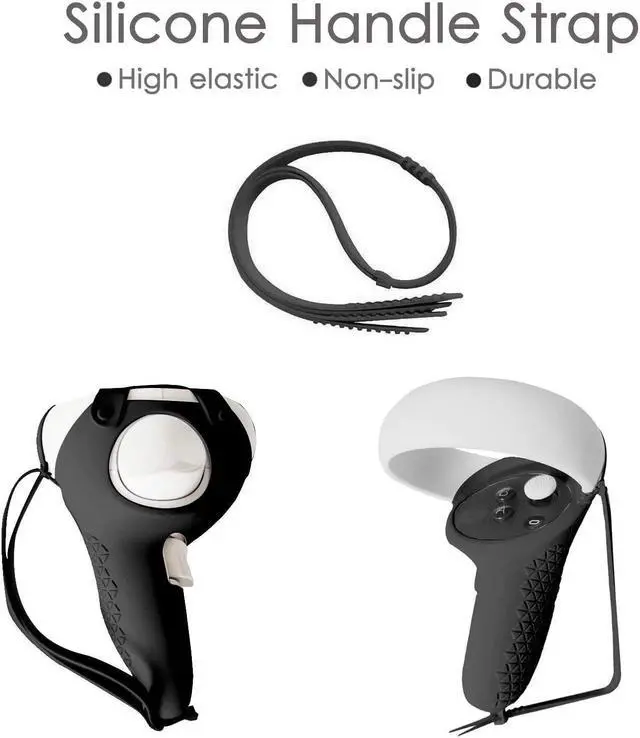 Alt view image 3 of 6 - for Oculus Quest 2 Accessories - VR Face Silicone Cover + Touch Controller Grip Cover + Protective Lens dust-Proof Cover + Thumb Button Cap (Black)