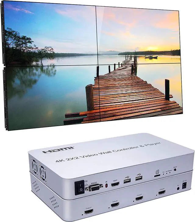 Main image of Expert Connect 2x2 Video Wall Controller with Media Player | 1080p, HDMI 1.4, HDCP1.4 Compliant | 1 HDMI Input & 4 Outputs | 4 Display Modes 2x2, 1x2, 1x4 Modes with 1 HDMI Input 4 HDMI Output