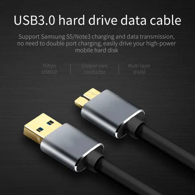 Alt view image 7 of 7 - USB 3.0 to Micro B Cable Male to Male, USB 3.0 Type A to Micro B Data Sync Cable Fast Speed USB 3.0 Cord For External Hard Drive Disk HDD S-a-m-s-u-n-g S5 Note 3 (3.3ft/1M)