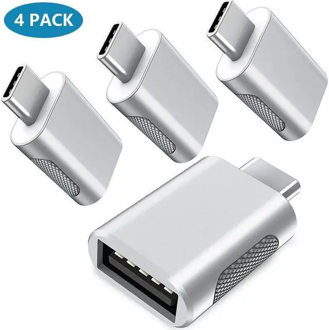 Main image of Upgrade 10Gbps USB C to USB 3.0 OTG Adapter (4 Pack), USB Type C Male to USB A Female, Thunderbolt 4/3 to USB Converter for M-ac-Book Pro/Air, i-Pad, i-Mac and More Type C Devices - Silver