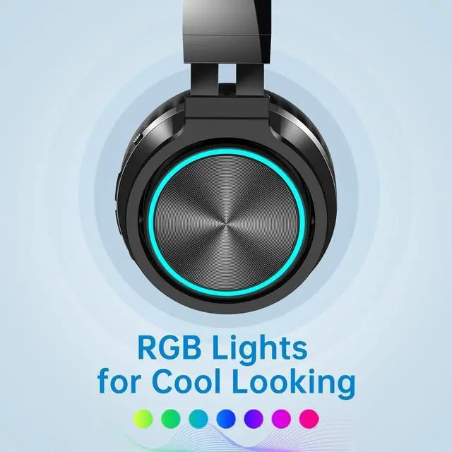 Alt view image 6 of 7 - Wireless Bluetooth Headphones, HD Stereo Sound Over Ear Headphones with Built-in Microphones, Deep Bass 20 Hours Playtime, Fast Charge Bluetooth 5.2 Headset for Adults, School, Travel, Black