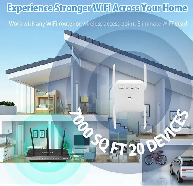 Alt view image 3 of 7 - AC1200 WiFi Extender, 5G 1200Mbps Dual Band WiFi Extenders Signal Booster for Home, Device Servers WiFi Booster Covers Up to 7000 Sq.ft and 20 Devices, 1200Mbps Wireless Signal Repeater with Ethernet